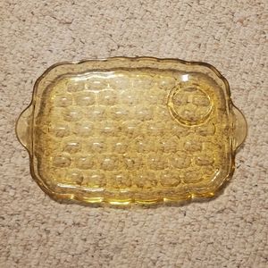 Federal Yorktown Glass Amber Bubble Serving Snack Dish